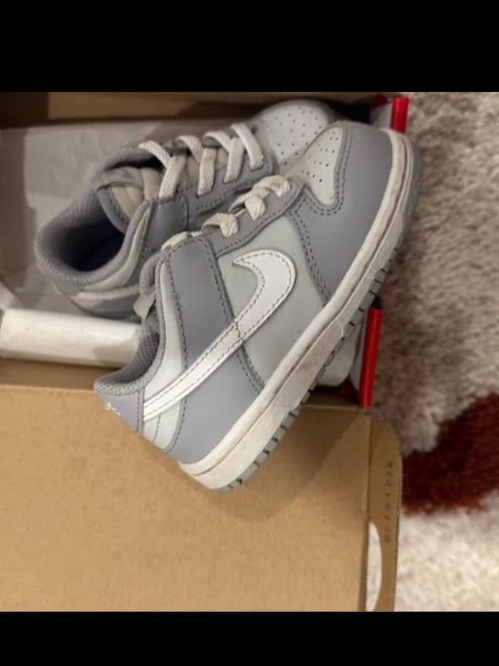 Nike Dunks Little Kids Grey and White Low-Top Sneakers